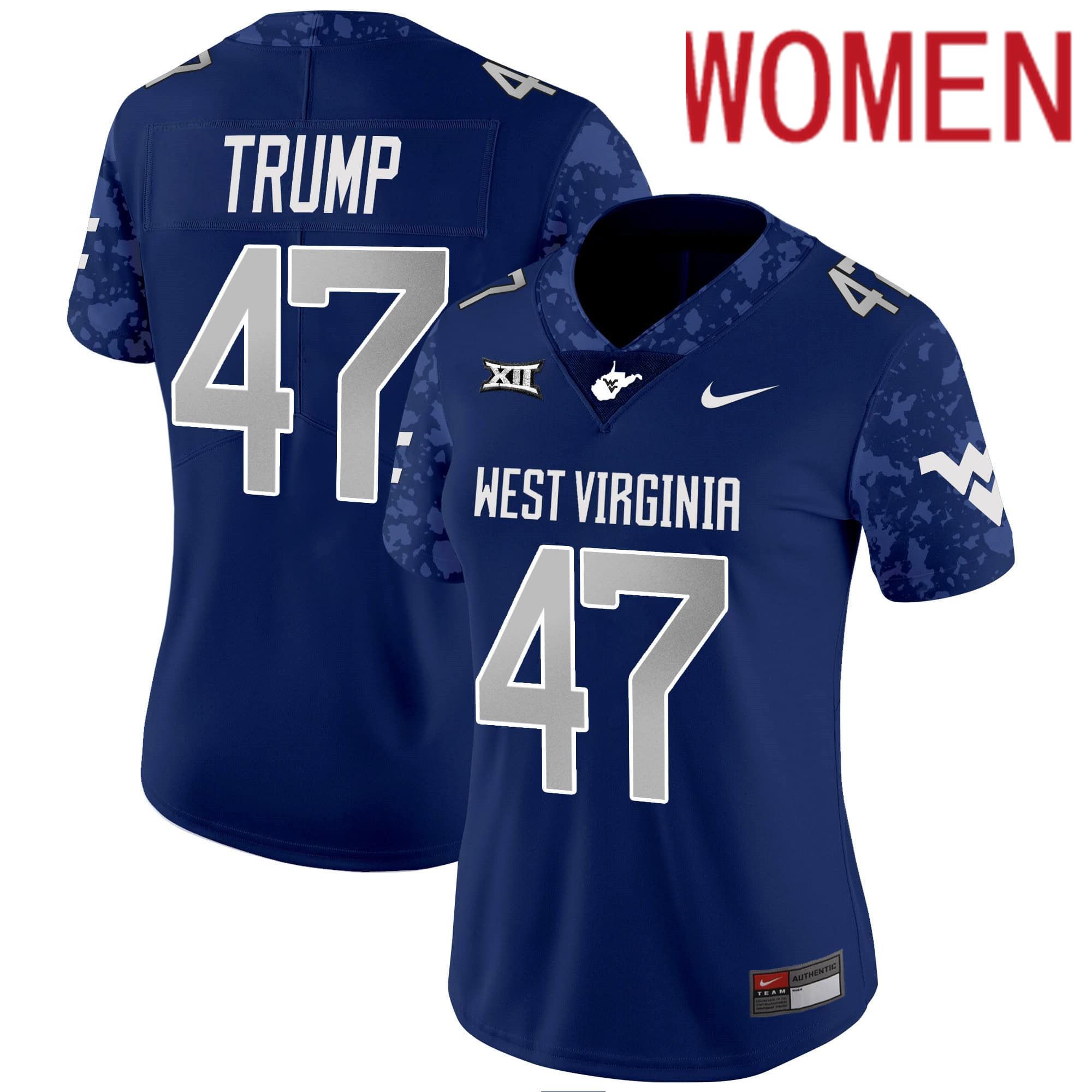 Women West Virginia Mountaineers #47 Trump Blue 2024 Nike Vapor Limited NCAA Jersey->customized nfl jersey->Custom Jersey